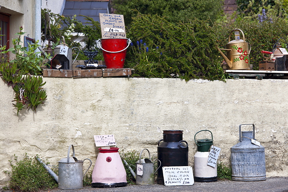 Ephemera old kitchen items as collectibles and bric a brac on sale in Cornwall, England, UK