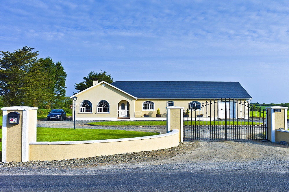 Newly built bungalow on road to Kilmore in Ireland. EU funds led to 'Celtic tiger' investment in the Republic