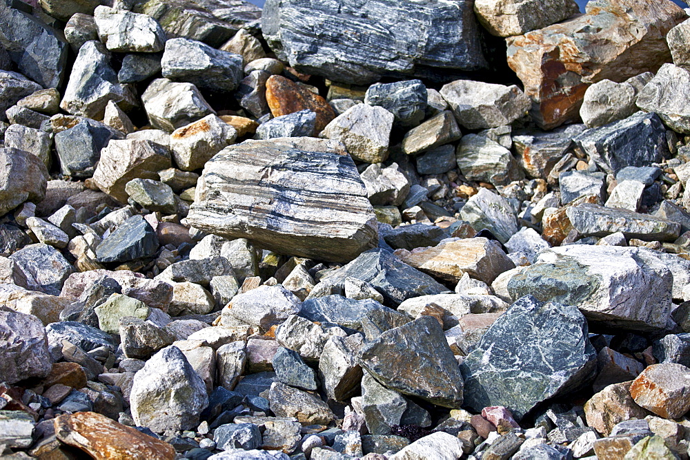 Sedimentary rocks as part of sea defences in County Wexford, Ireland