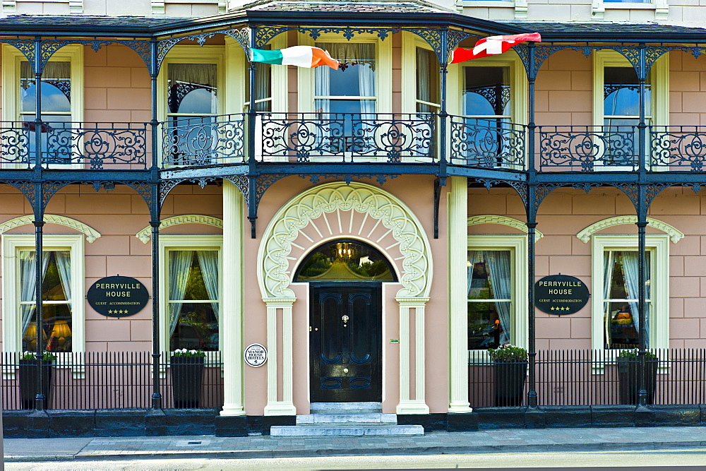 Elegant Georgian hotel front of Perryville House Hotel, Kinsale, County Cork, Ireland