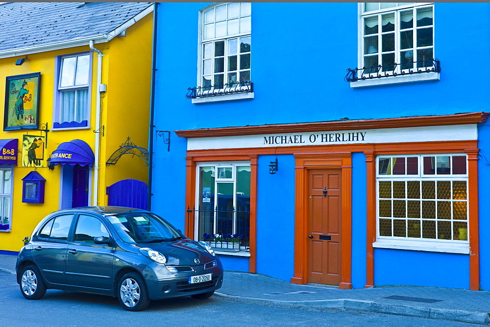 Street scene of traditional brightly coloured properties in Kinsale, County Cork, Ireland