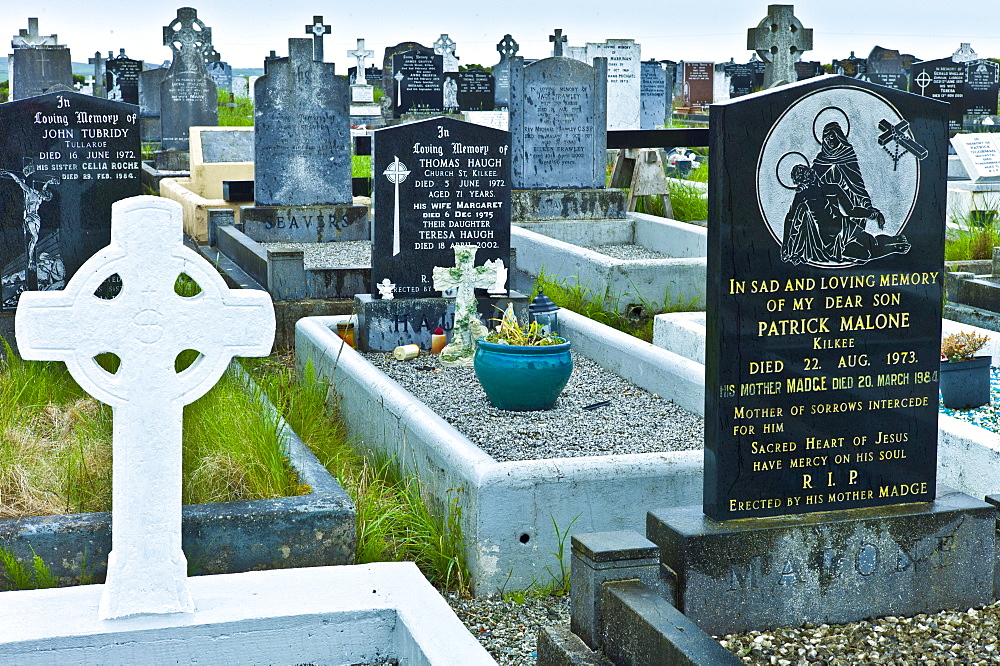 Graves at Lisdeen christian graveyard near Kilkee, County Clare, West of Ireland