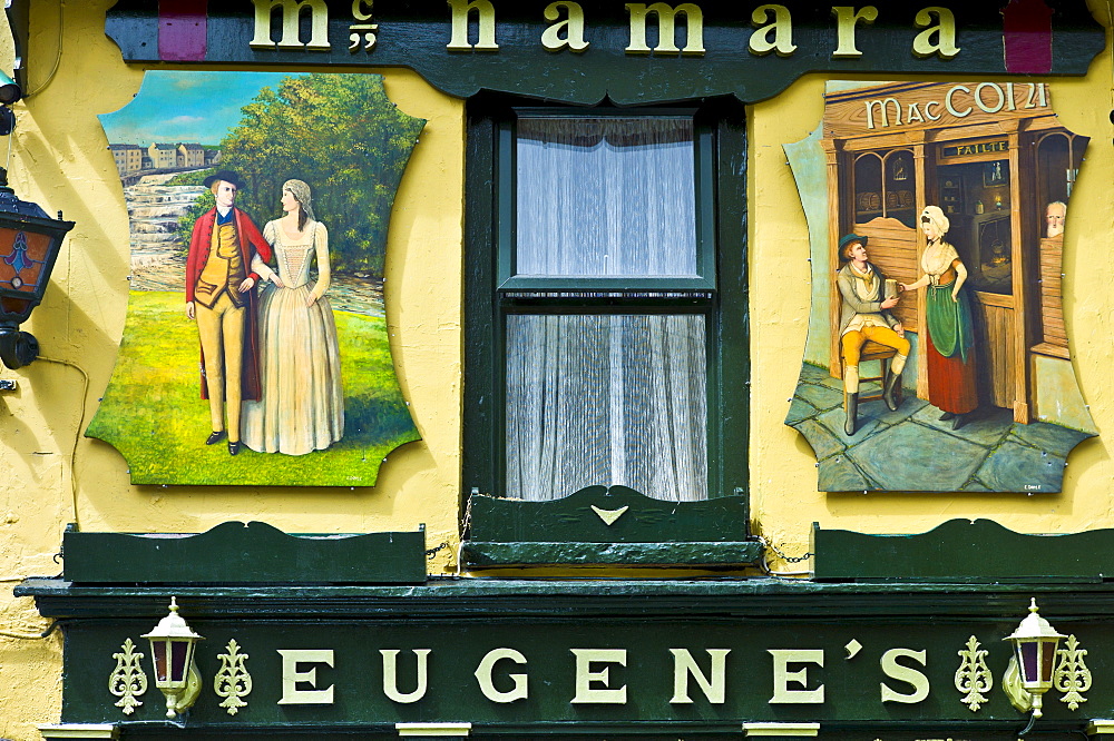 Historic murals at Eugene's traditional bar in Meltown Malbay, County Clare, West of Ireland