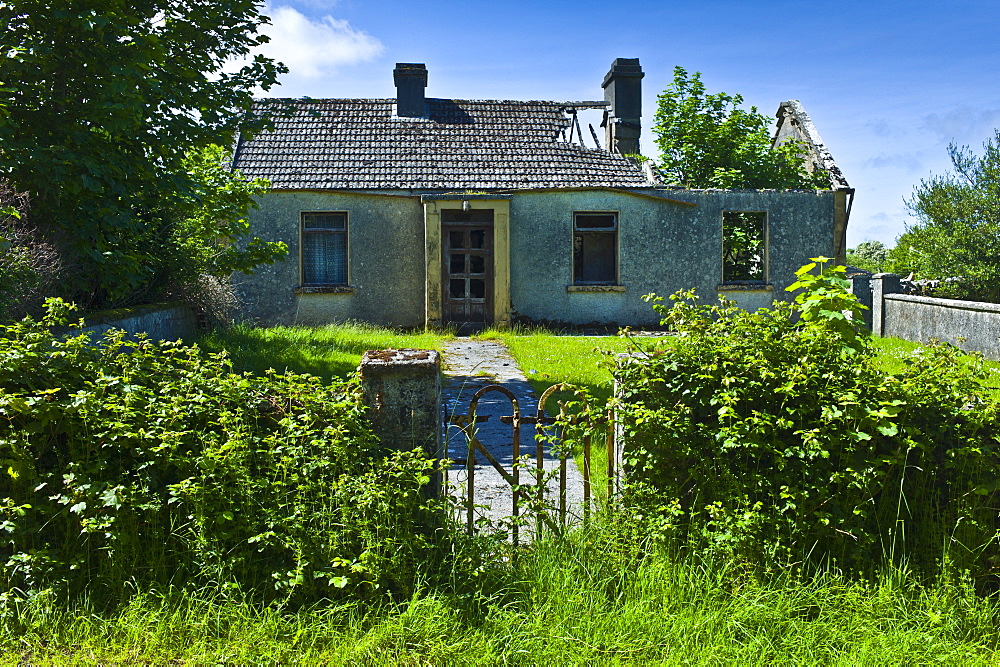 Derelict old period stone cottage rundown and in need of renovation, County Clare, West of Ireland