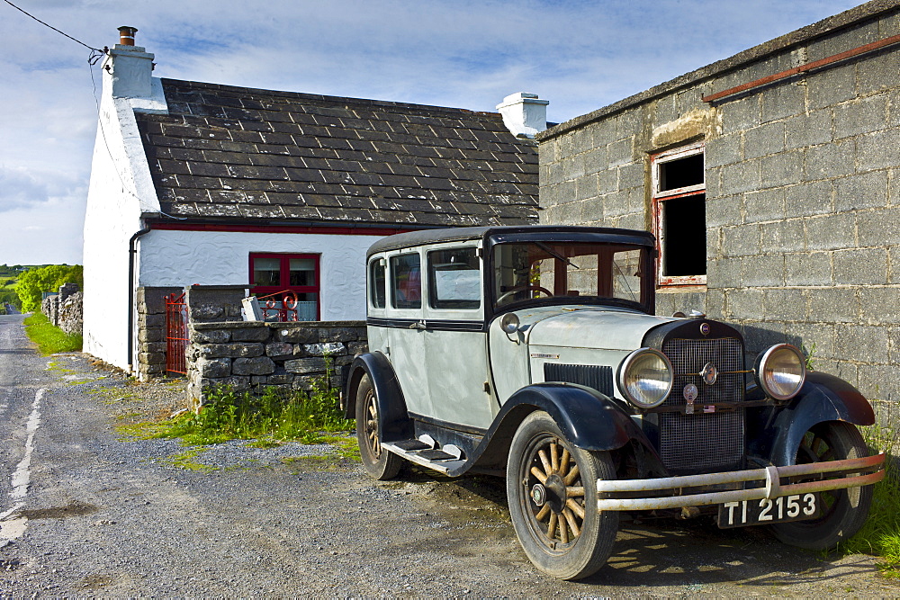 Old American Studebaker classic vintage car in Kilfenora, County Clare, West of Ireland