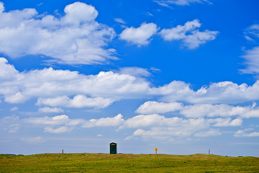 Portable toilet in field in County Clare, West of Ireland