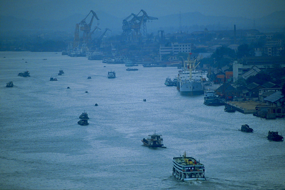 Boats on Pearl River at Canton in China