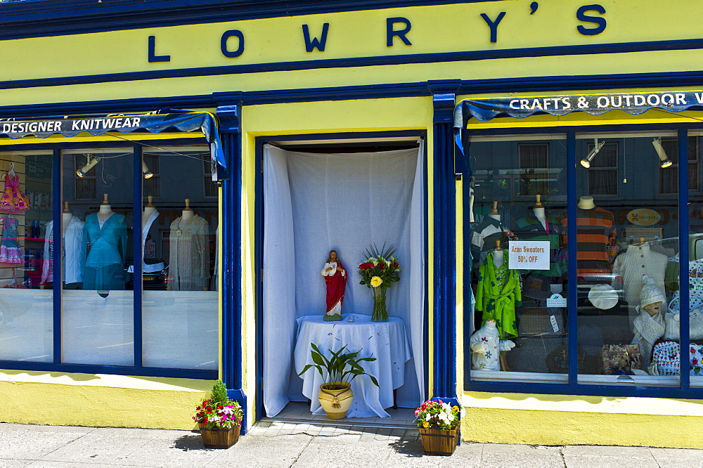 Shrine to the Sacred Heart of Jesus outside Lowry's for Catholic street parade, Clifden, County Galway, Ireland