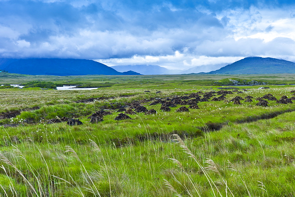 Connemara Landscape and Peat Bog, The Old Bog Road near Roundstone, County Galway, Ireland