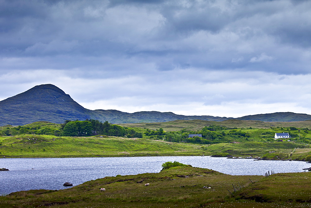 Traditional cottage near famous Maam Cross on Recess to Cllifden Road, Connemara, County Galway, Ireland