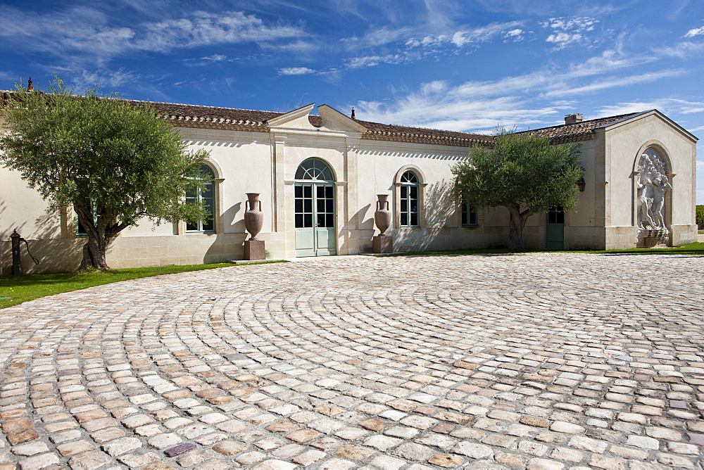 The famous Chateau Petrus wine estate at Pomerol in the Bordeaux region of France