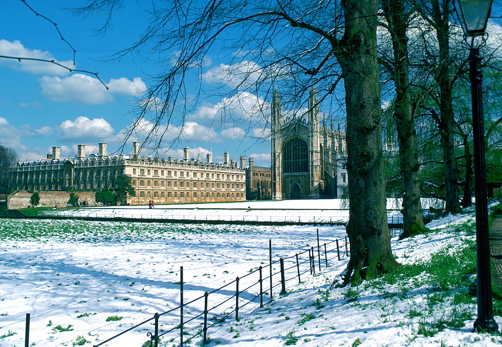 Clare College (left) and King's College Chapel (right), in Cambridge, Eastern England