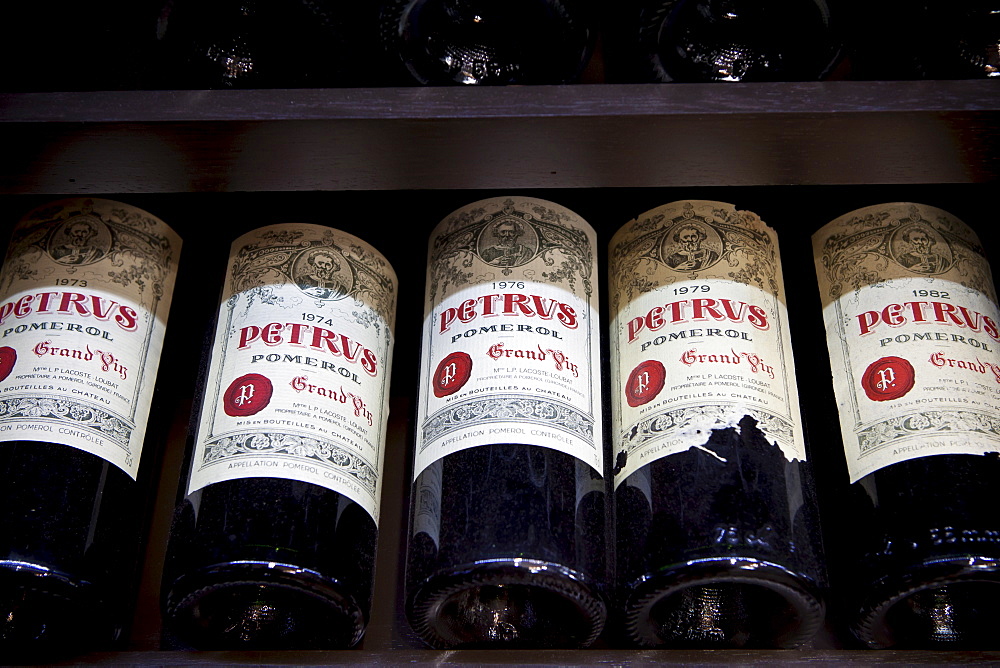 Chateau Petrus fine wine vintage 1973, 1974, 1976, 1979, 1982 on sale in St Emilion, Bordeaux, France