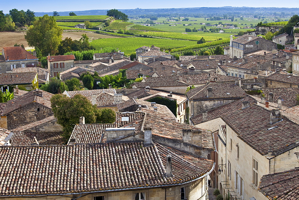 Rooftops of St Emilion from L'Eglise Monolithe in the Bordeaux region of France