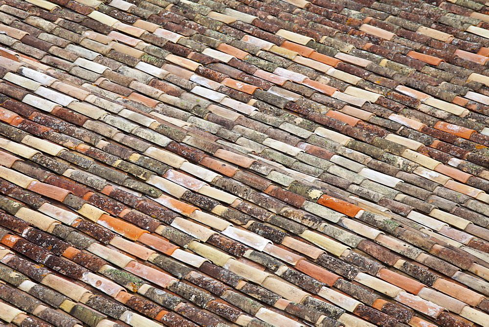 Terracotta tiles rooftops of St Emilion in the Bordeaux region of France