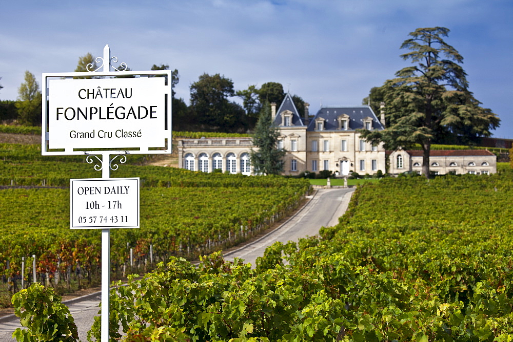 Chateau Fonplegade in the town of St Emilion, Bordeaux, France