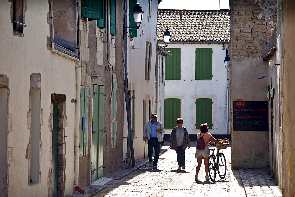 Street scene in La Flotte, Ile de Re, France