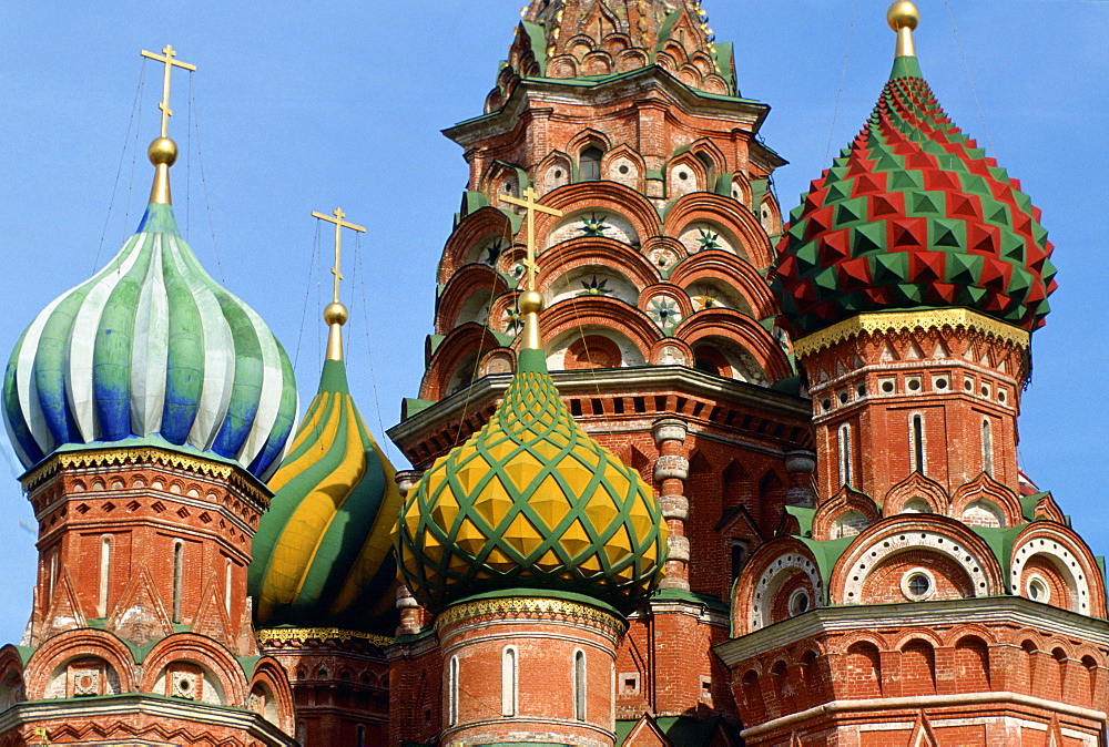 Decorative domes of St Basil's Cathedral, Red Square, Moscow, Russia