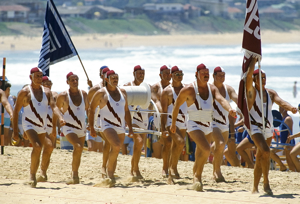 Lifeguards at Central Coast Surf Carnival for bicentennial Terrigal Beach, Sydney