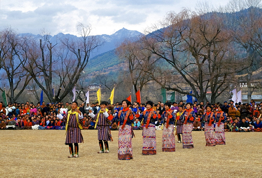 Local people at cultural festival in Paro, Bhutan