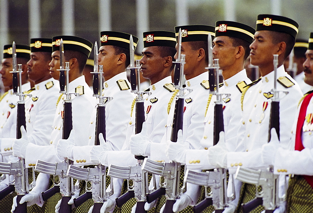 Ceremonial guard at military display at the Sultan's Palace in Brunei Darussalam