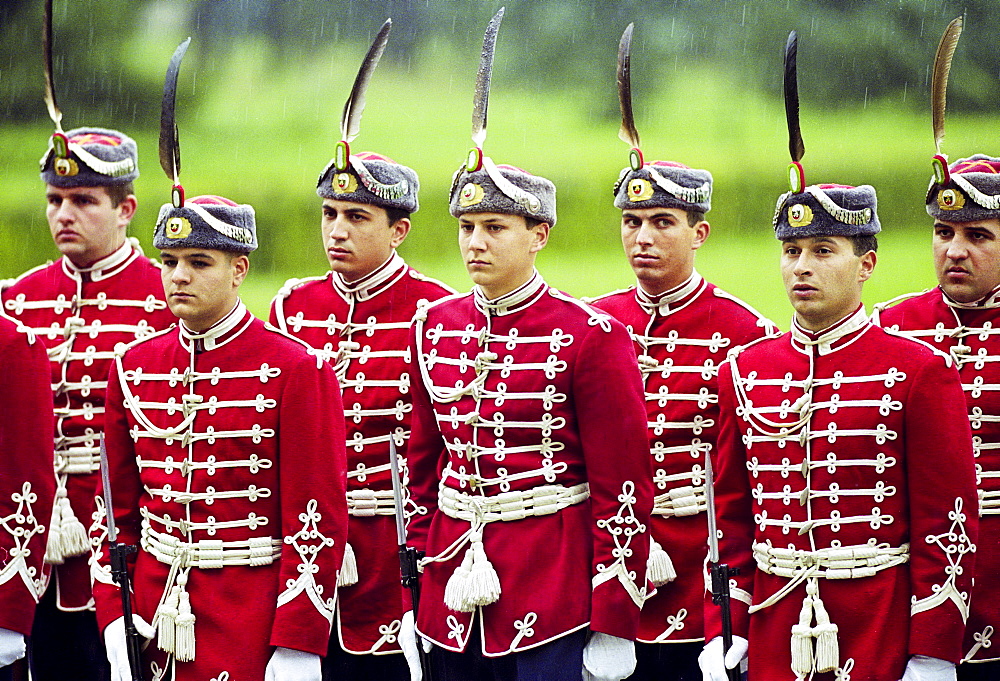 Soldiers in ceremonial uniform take part in military parade in Sofia, Bulgaria, Eastern Europe