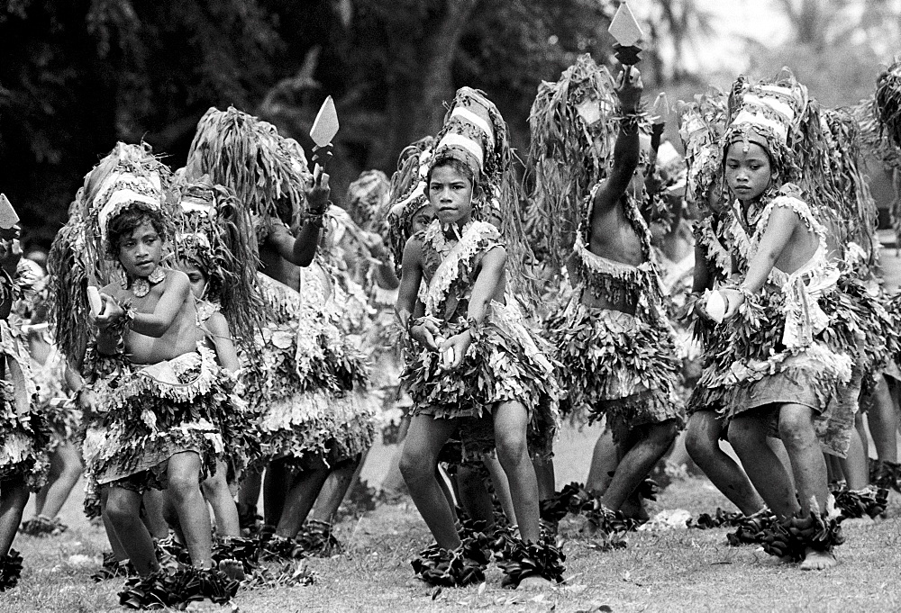 Native children at tribal gathering in Western Samoa, South Pacific