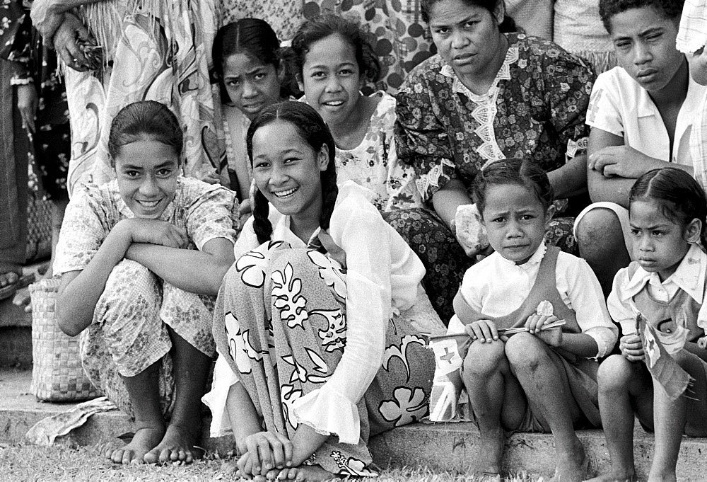 Native children at tribal gathering in Tonga, South Pacific