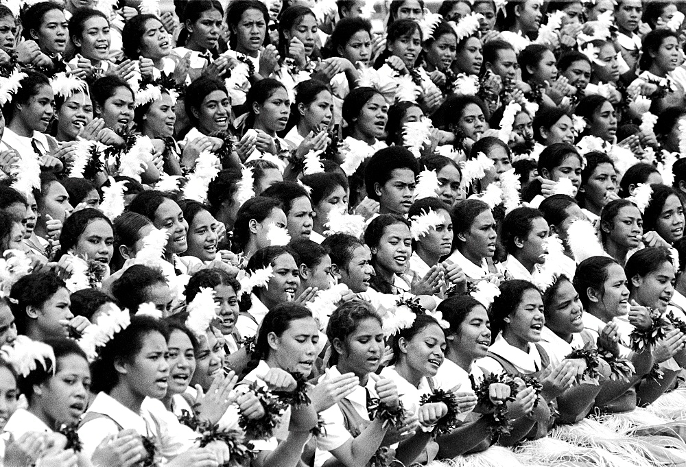 Young people at tribal gathering in Tonga, South Pacific