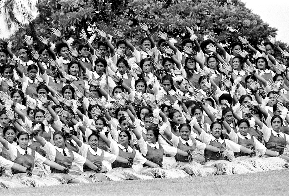 Young girls at tribal gathering in Tonga, South Pacific