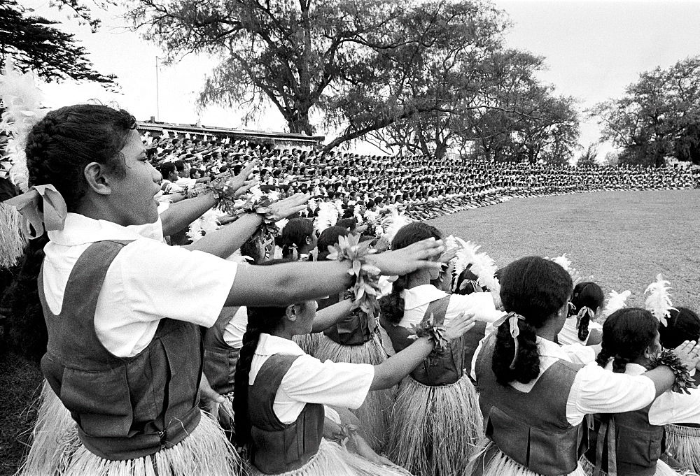 Young girls at tribal gathering in Tonga, South Pacific