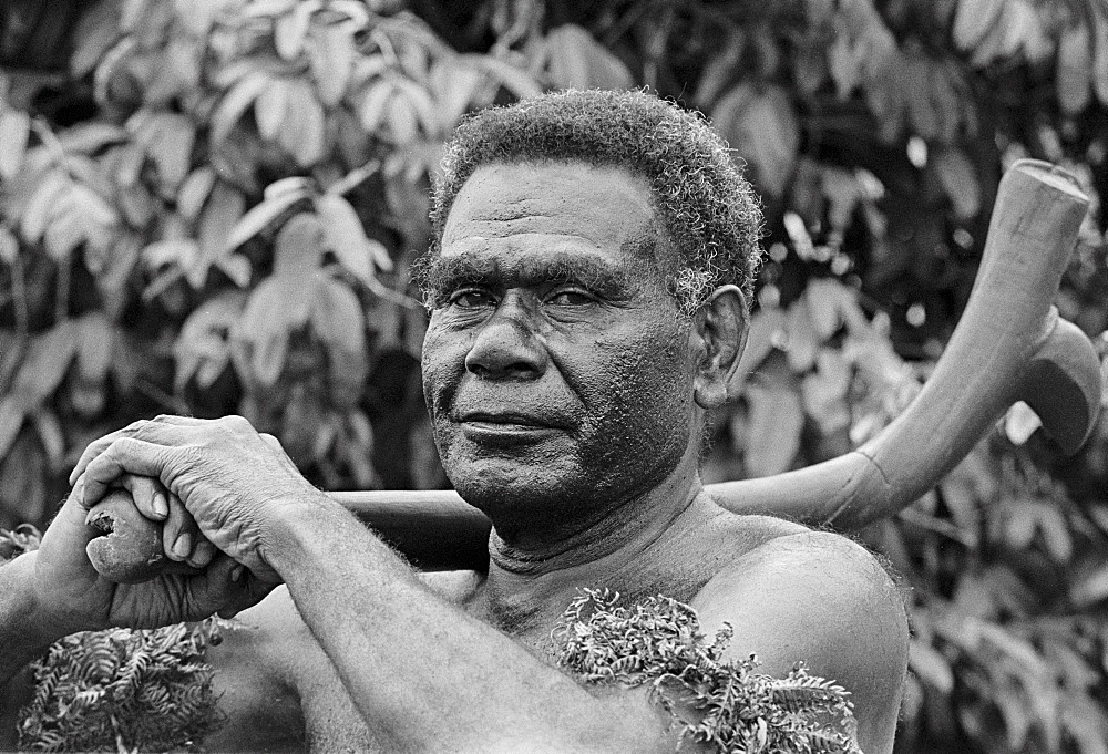 Local man attending traditional native ceremony at tribal gathering in Fiji, South Pacific