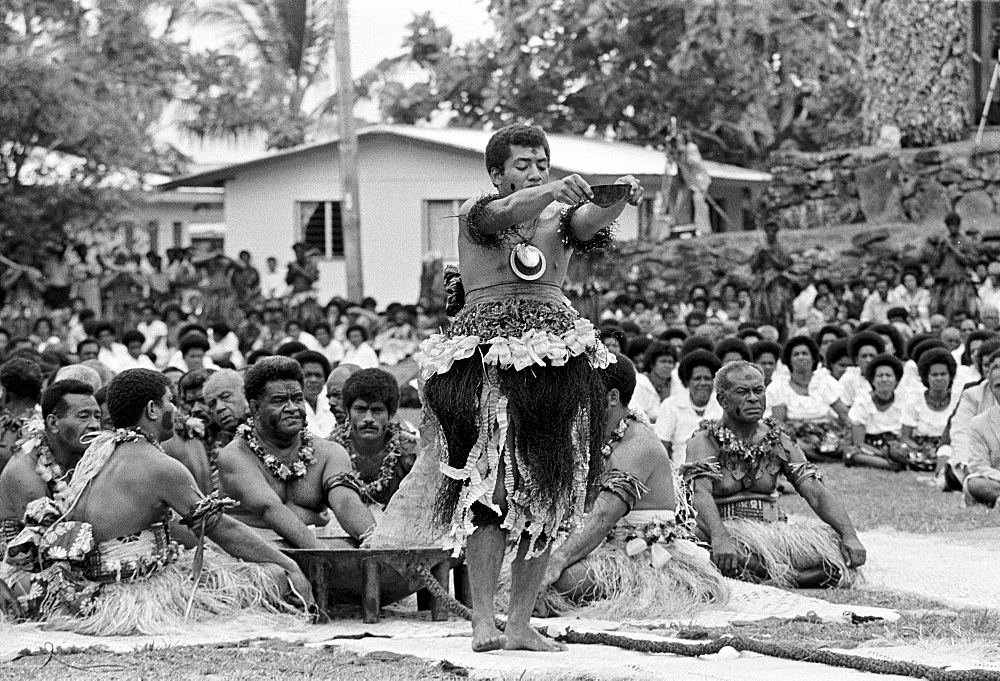 Traditional native kava ceremony at tribal gathering in Fiji, South Pacific