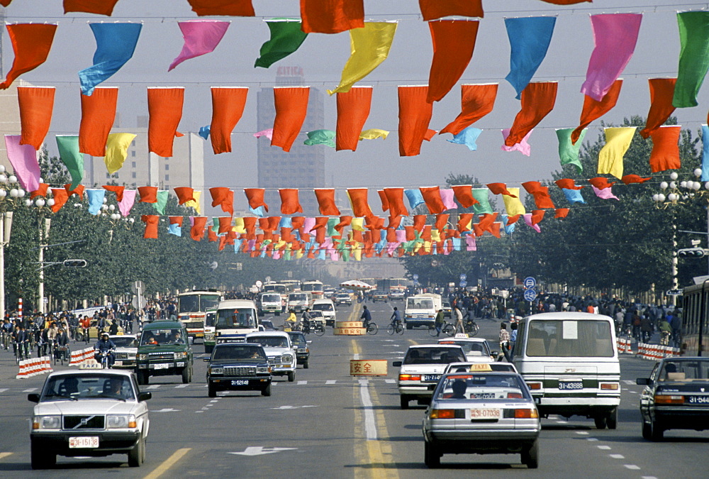 City Traffic in Peking, now Beijing, China in the 1980s