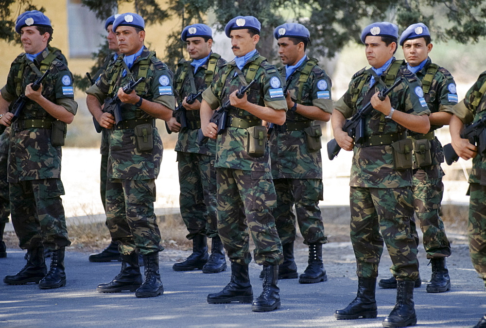 United Nations peacekeeping troops, Argentina force, at their UN base in Cyprus