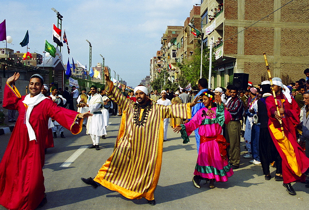 Dancers taking part in a cultural display in Cairo, Egypt