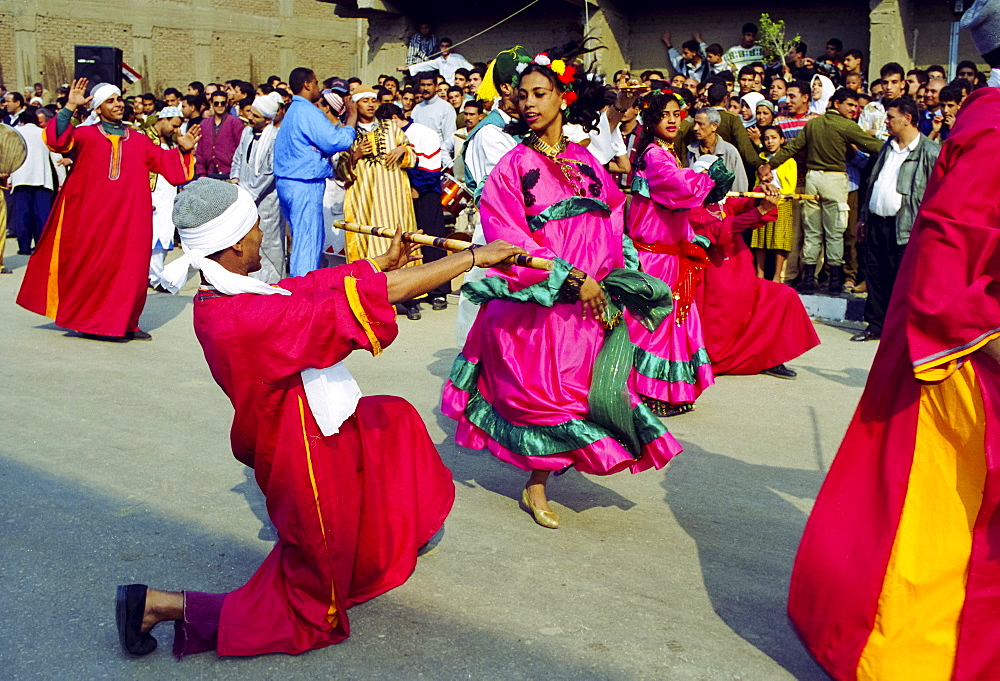 Traditional dancers taking part in cultural festival in Cairo, Egypt