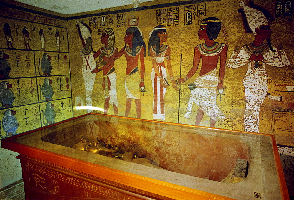 Sarcophagus at the Tomb of King Tutankhamun, Tut Ankh Amon, Valley of the Kings, Luxor, Egypt, North Africa