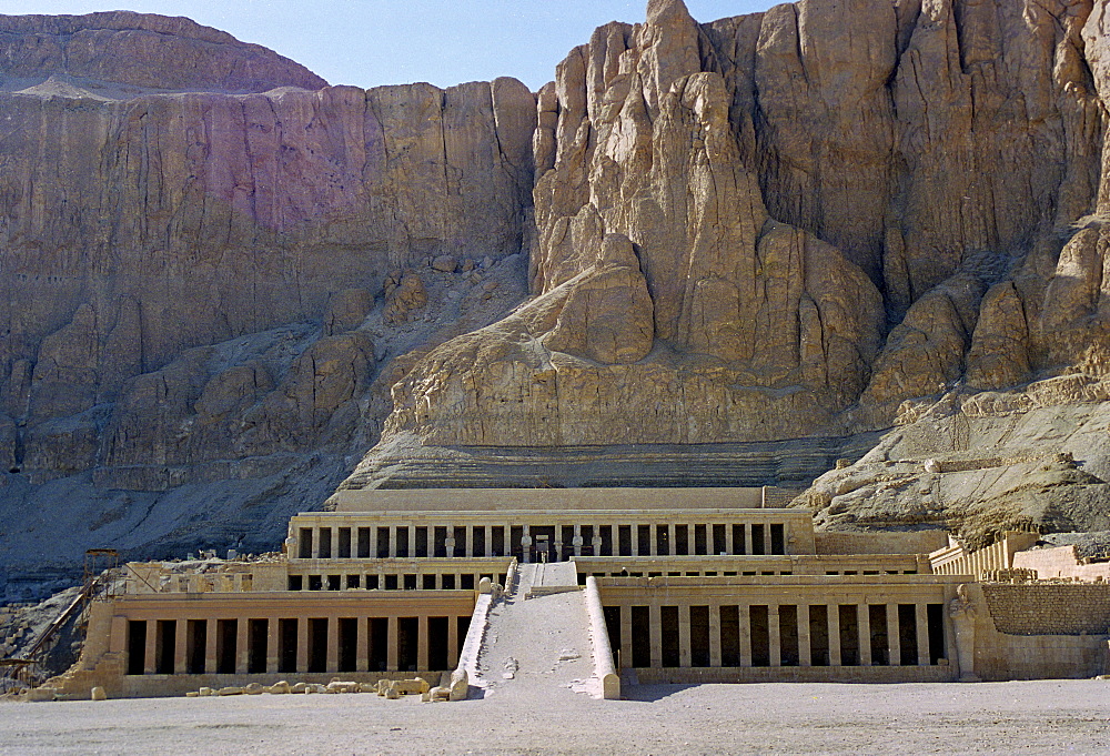 Tomb and temple of Hatshepsut Ma'at-ka-Ra Hatshepsut, Female Pharaoh of Egypt in the Valley of the Kings at Luxor, Egypt