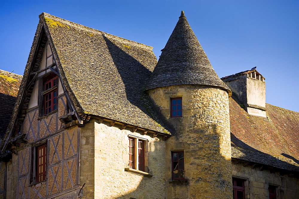 Typical French architecture in popular picturesque tourist destination of Sarlat in Dordogne, France