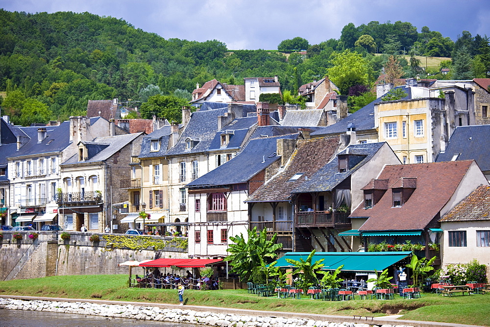 French houses in the traditional town of Montignac, Dordogne region of France