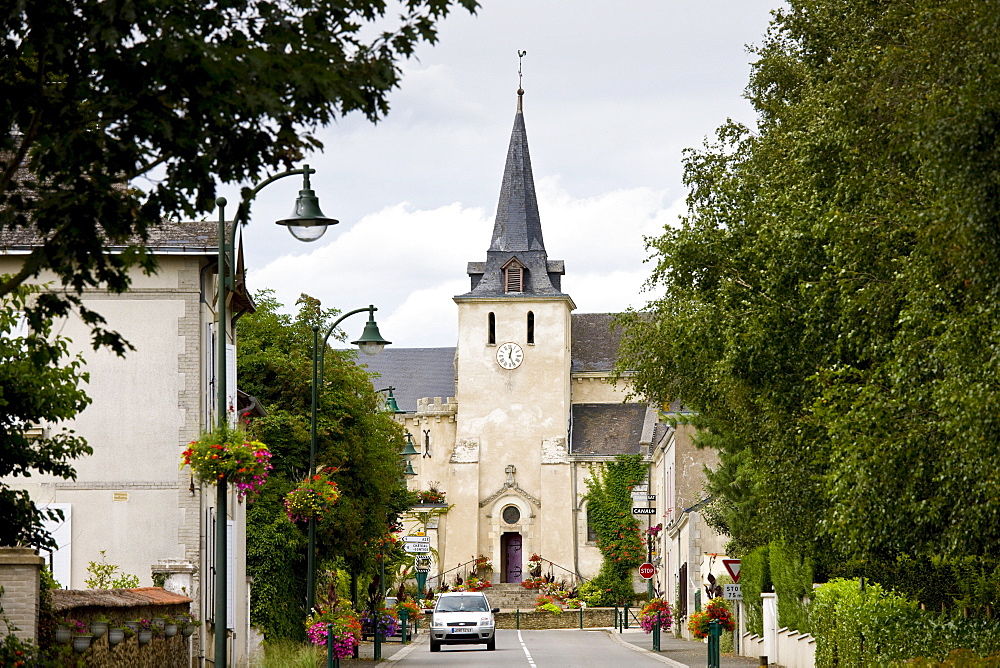 Town of Coudray with typical Norman church in Normandy, France