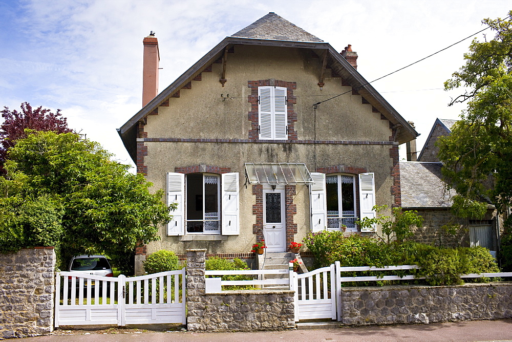 Typical French house in Montmartin-Sur-Mer, Normandy, France