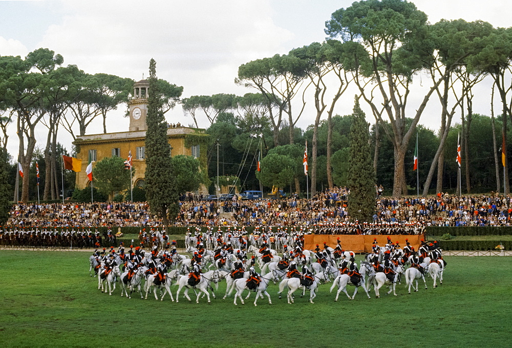 Military display of cavalry in Rome, Italy