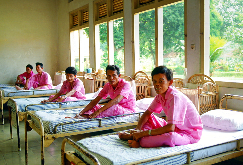 Men suffering from leprosy are cared for as patients in the Sitanala Hospital in Jakarta, Indonesia