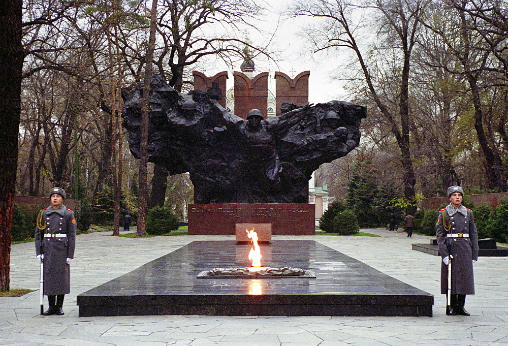 Soviet Monument to World War II heroes in Panfilov Park, Almaty, Kazakstan