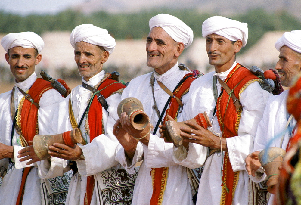 Musicians at traditional festival in Marrakesh, Morocco, North Africa