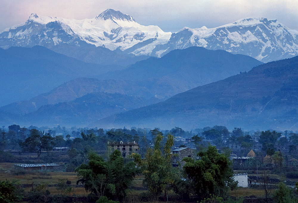 Annapurna range of the Himalayas from Pokhara in Nepal