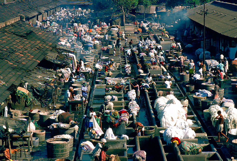 An open air laundry in Bombay, India