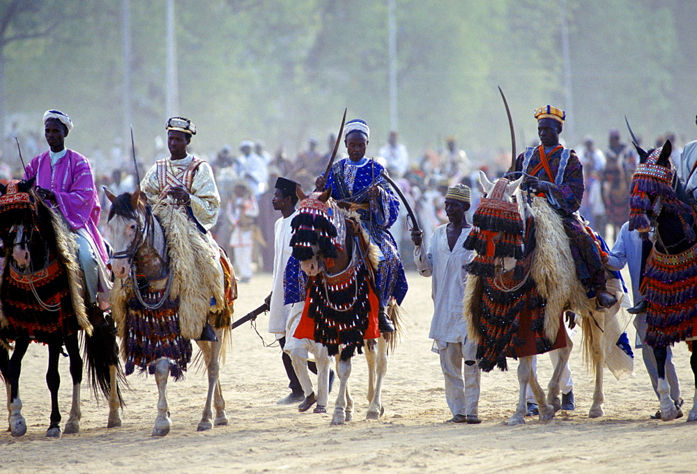 Nigerian chiefs at tribal gathering durbar cultural event at Maiduguri in Nigeria, West Africa